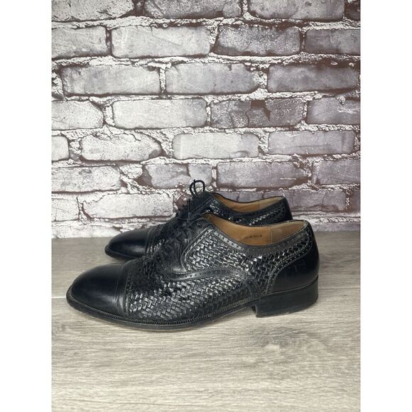 Magnanni Black Leather Basketweaves Woven Lace Dress Shoes Men’s Sz 8.5M US/42EU main image 6